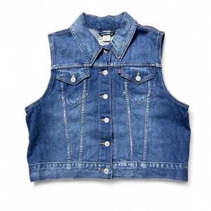 Levi’s Jeans Denim Trucker Jacket Vest Youth XL Women’s XS